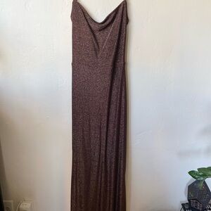 Commense Brown Sleeveless Cowl Neck Maxi Gown